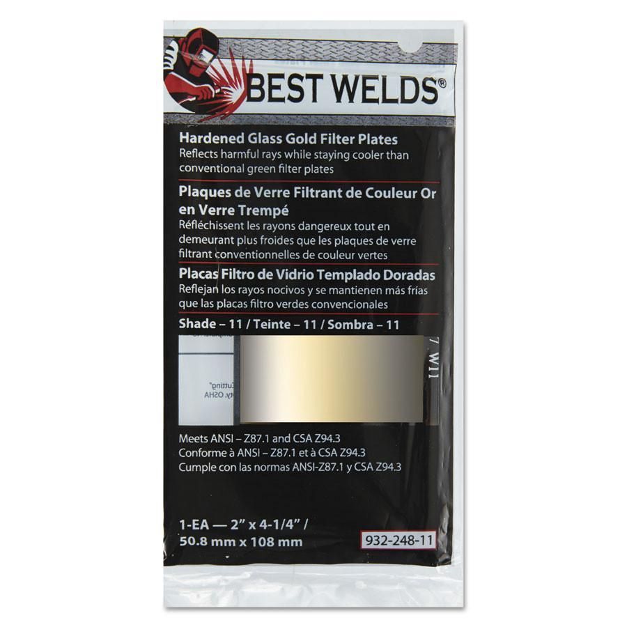 Best Welds Hardened Glass Gold Filter Plates 2&quot; X 4 1/4&quot;