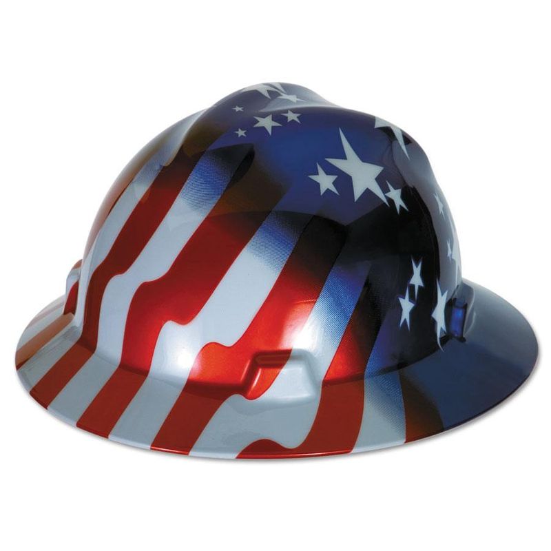 MSA V-Gard Stars and Stripes Full Birm Hard Hat #10071157