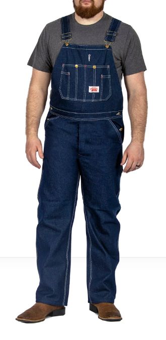 Round House Men&#39;s Zipper Fly Blue Denim Bib Overall #980
