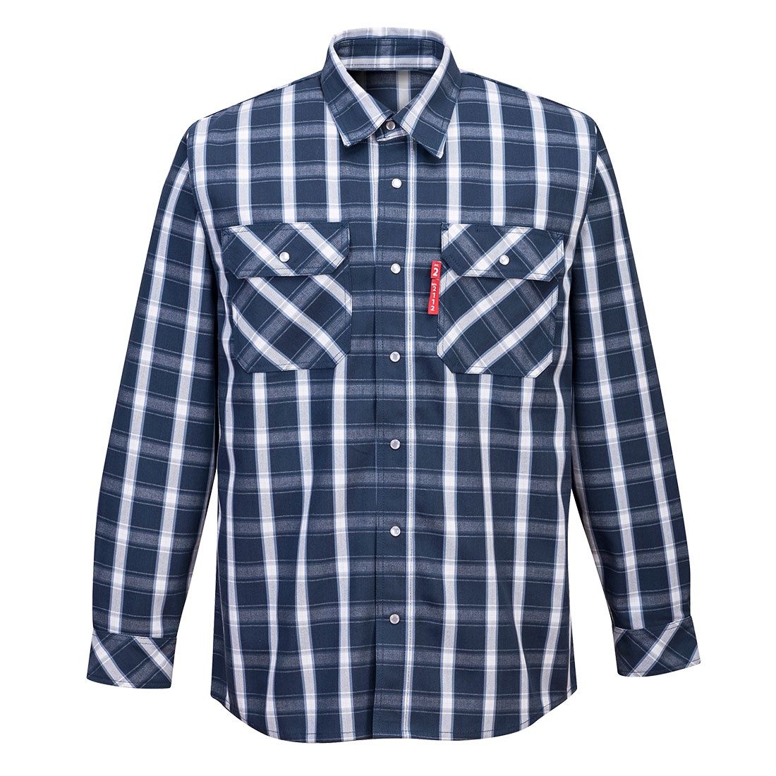 Portwest UFR97 Bizflame 88/12 FR Navy Plaid Shirt, Size: S