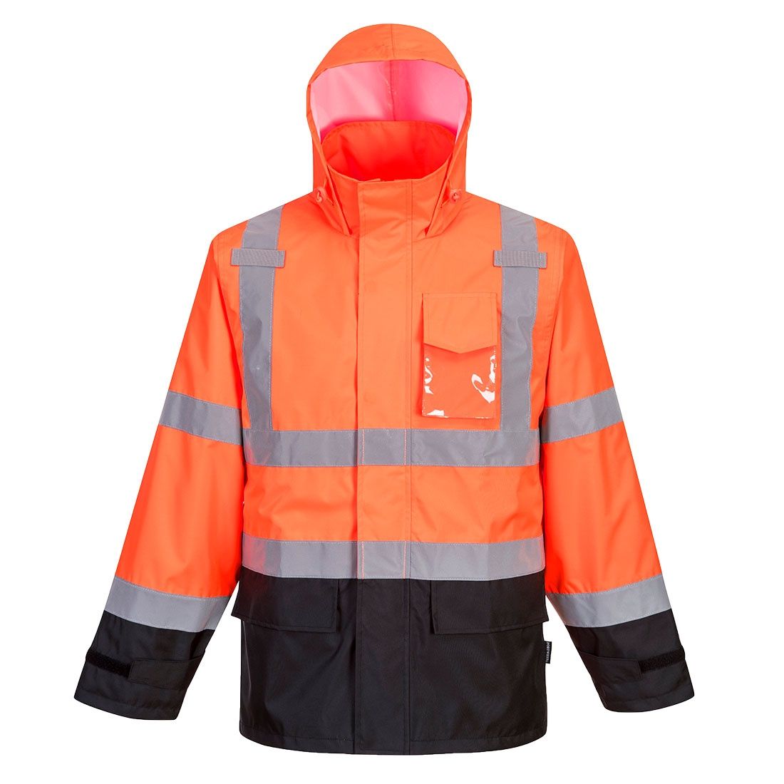 Portwest Hi-Viz Rain Jacket ORG/BLK #US366, Size: SM