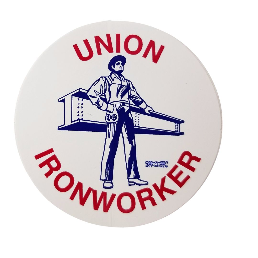 10 Pack Union Ironworker Man and Beam Hardhat Sticker #M-69