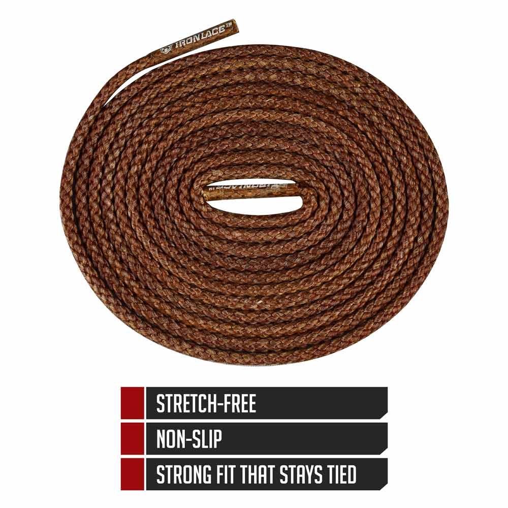 Ironlace™ Unbreakable Boot Laces &amp; Shoelaces-Brown, Length: 45&quot;