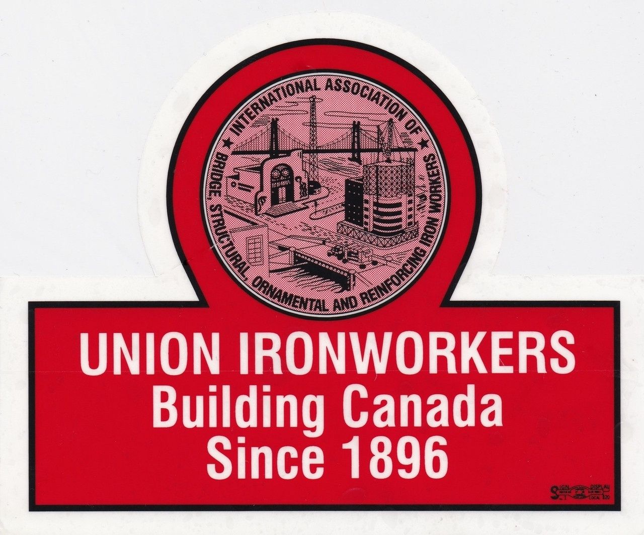 Union Ironworkers Building Canada Large Window Sticker #IW1896CL, Size: Lager Window Sticker