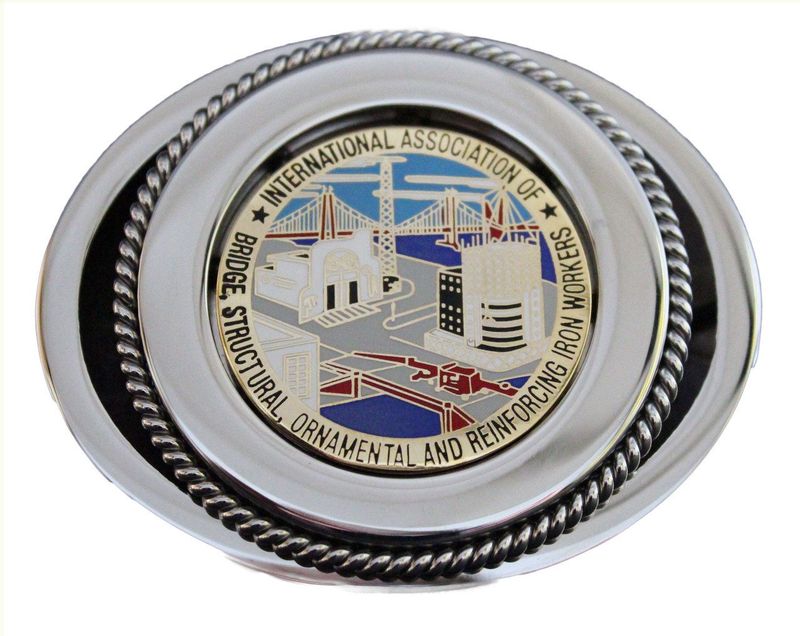Union Ironworker Belt Buckle In Color