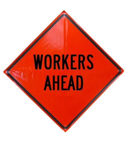 Cortina 48&quot; Vinyl Non-Reflective Road Sign, Legend: Workers Ahead