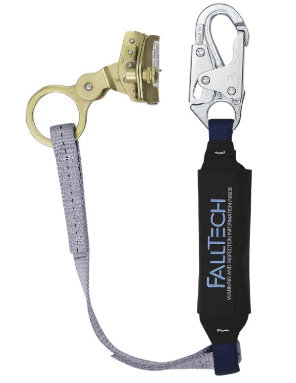 FallTech Hinged Trailing Rope Adjuster with 3&#39; ViewPack® Energy Absorbing Lanyard #8358 (Discontinued)