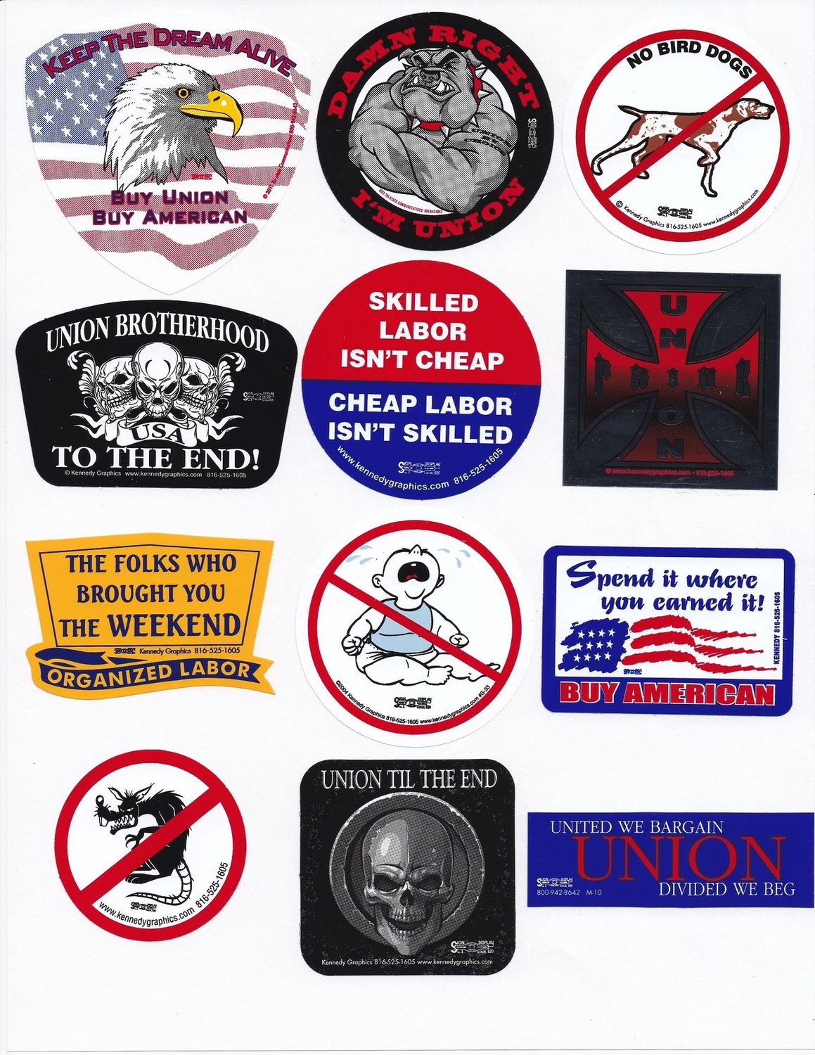 Union Hard Hat Sticker Mix 6  - Best Sellers Pack