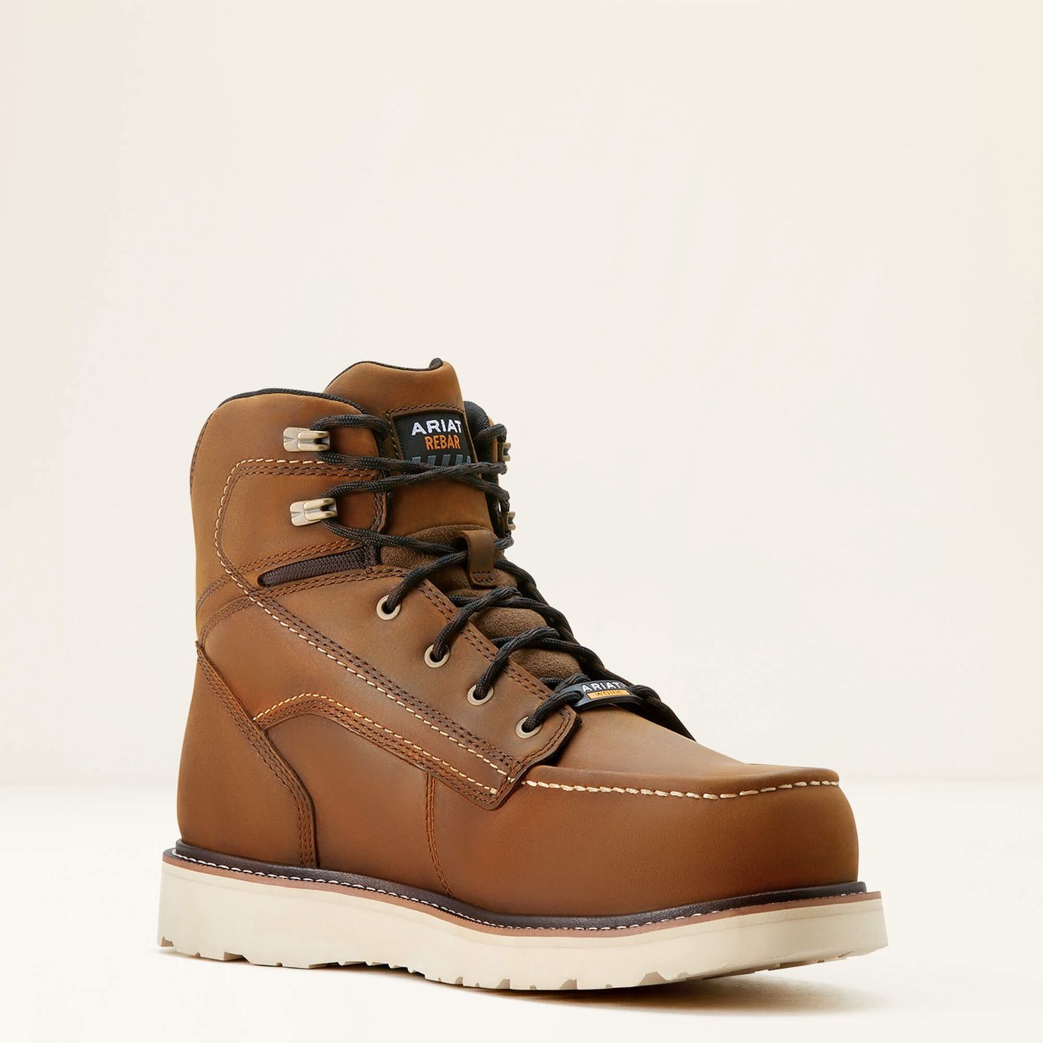 Ariat Rebar Wedge Moc Toe 6&quot; Waterproof Composite Toe Work Boot #10053615, Size: 8, WIDTH: D (Medium)