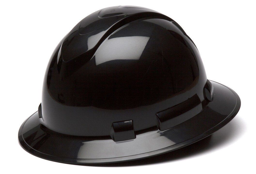 Pyramex Ridgeline Full Brim Hard Hat- Non-Vented, Colors: BLACK
