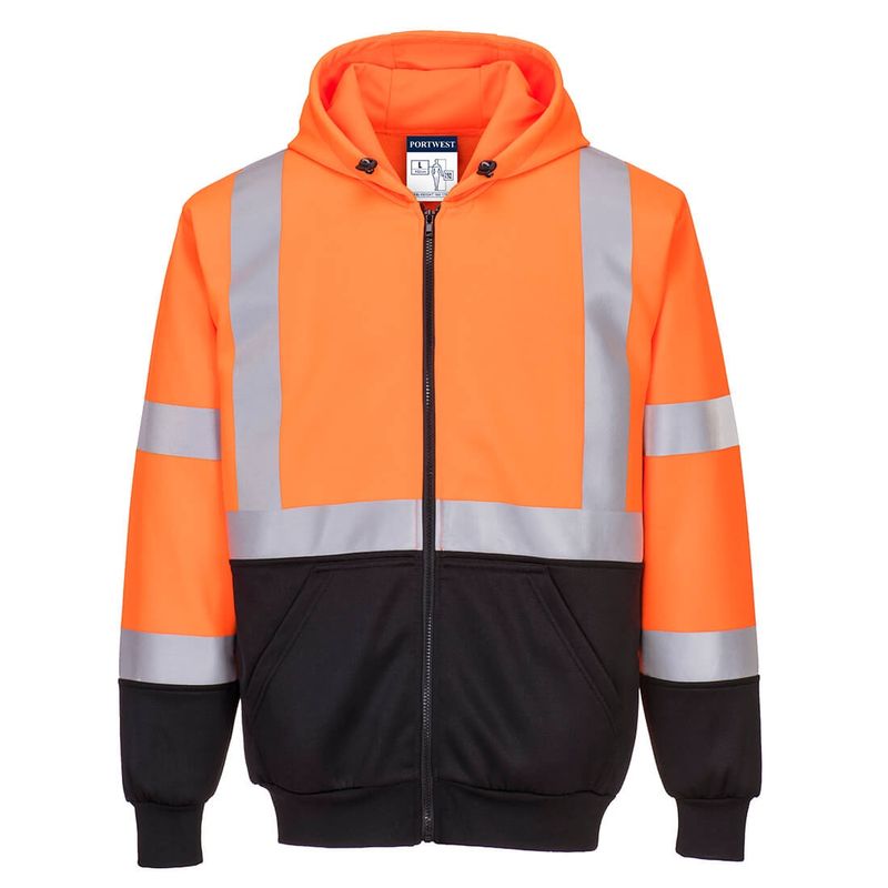 Portwest- Hi-Vis Contrast Zipped Hoodie Orange UB315