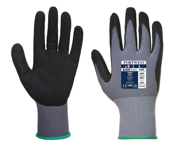 Portwest Vending DermiFlex Glove Gray/Black #VA350, Size: Medium