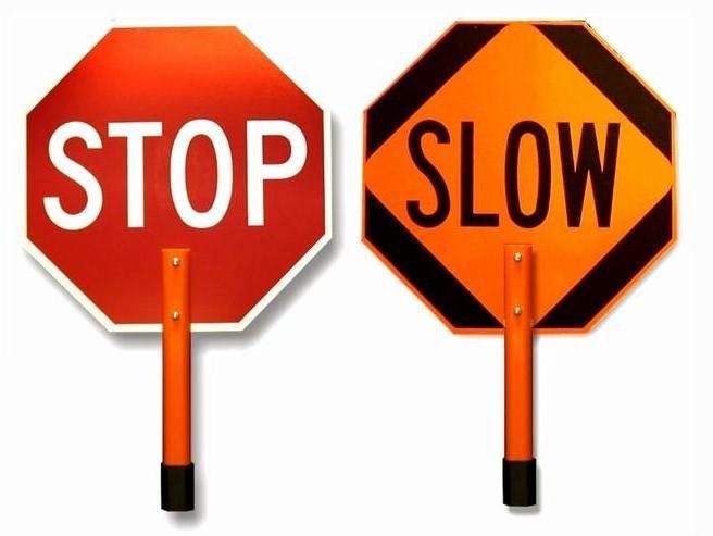 Dicke 18 Stop/Slow Sign Paddles #P18EGA / P18NRA, Material: Reflective