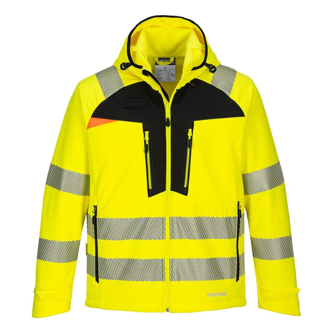 Portwest DX4 Hi-Vis Softshell (3L)- DX475, Color: Hi-Vis Lime, Size: Small