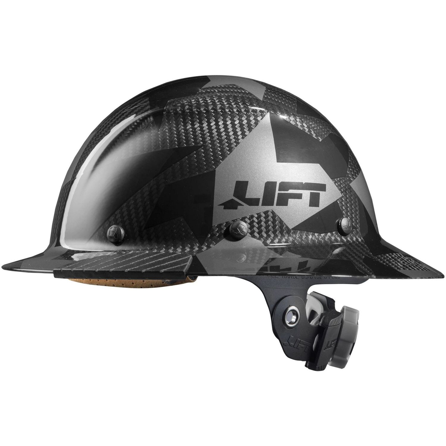 Lift DAX Carbon Fiber Camo Full Brim Hardhat, Color: Black