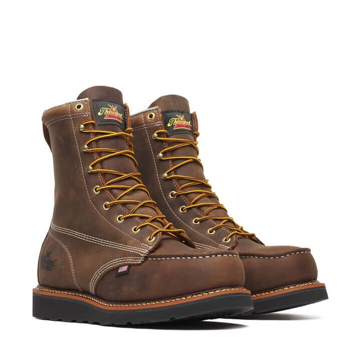Thorogood American Heritage – 8″ Trail Crazy Horse Black Heel Safety Toe – Moc Toe MAXWear Wedge #804-4235, Size: 7, WIDTH: D (Medium)