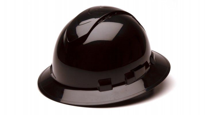Pyramex Ridgeline Full Brim Hard Hat Vented, Color: Black