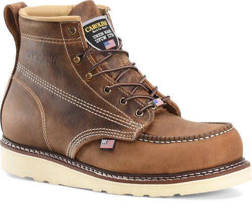 Carolina Men&#39;s 6&quot; Domestic Dark Brown Steel Toe, Moc Toe Wedge Work Boot #CA7811