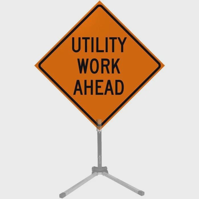Dicke 36&quot; Vinyl Roll-Up Sign Diamond Grade Reflective #RUR36DG-200 - Utility Work Ahead