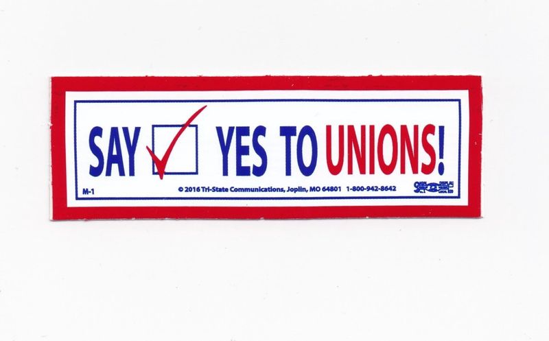 &#39;Say Yes to Unions&#39; Hard Hat Sticker #M1
