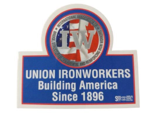 Union Ironworkers Building America Hard Hat Sticker #BLU01