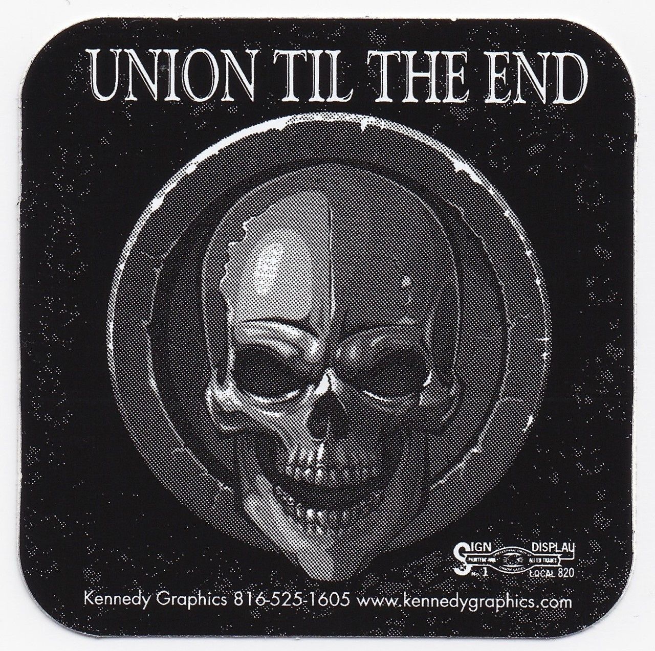 Union Til the End Skull Hard Hat Stickers #S98