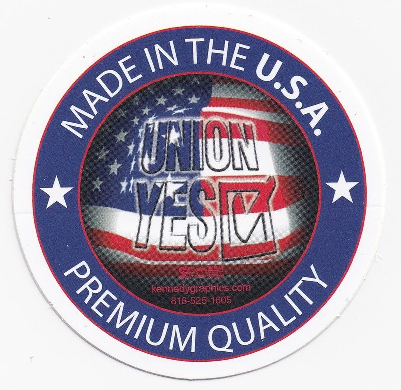 Union Yes Made in the USA Hard Hat Sticker #S99