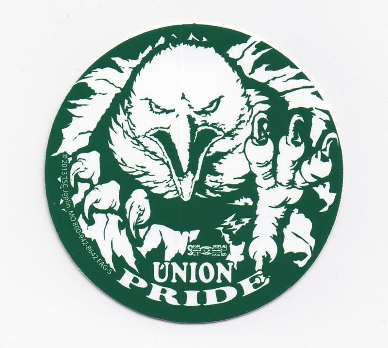 Union Pride Green Eagle Hard Hat Sticker #T67