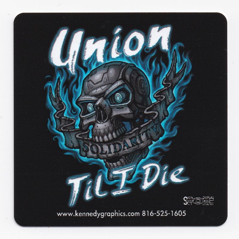 Union Til I Die Skull w/Blue Flames Hard Hat Sticker #S108