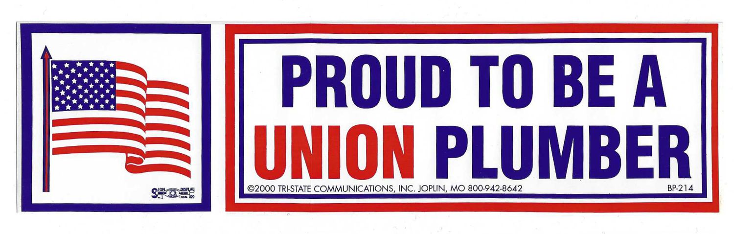Proud to be a Union Plumber Bumper Sticker #BP-214-PL