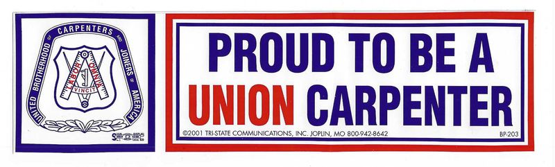 Proud to be a Union Carpenter Hard Sat Sticker #M14