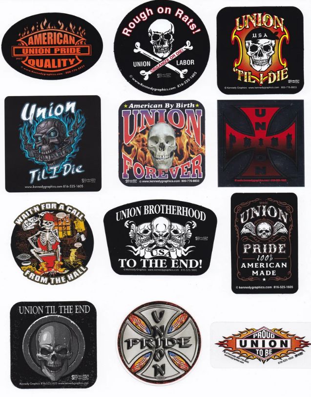 Union Hard Hat Sticker Mix 1 - Skulls, Flames &amp; Crosses