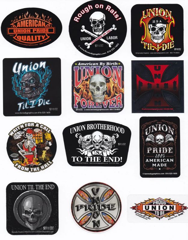 Union Hard Hat Sticker Mix 1 - Skulls, Flames &amp; Crosses