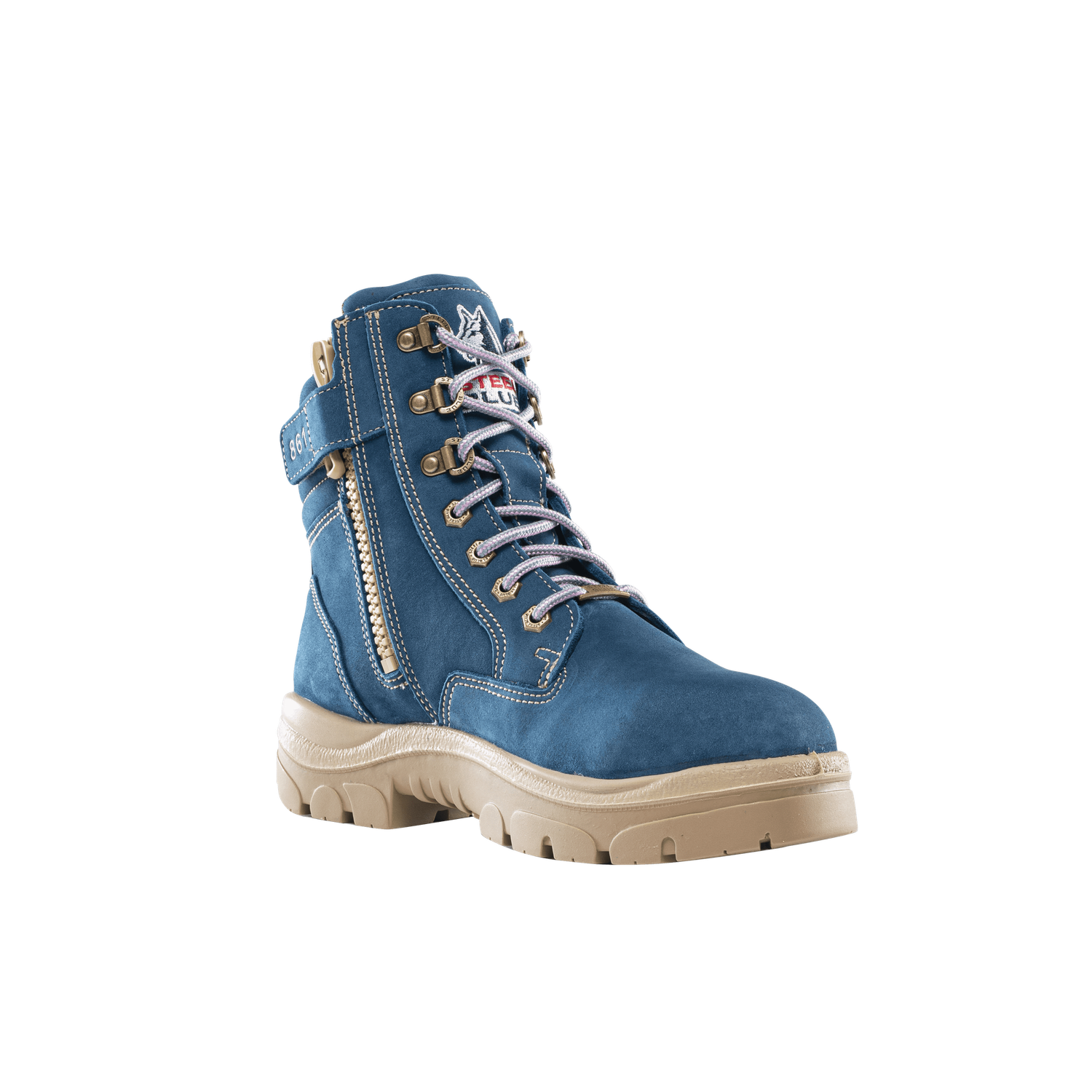 Steel Blue Southern Cross Zip Ladies Safety Toe #812861W, Color: Blue, Size: 5W
