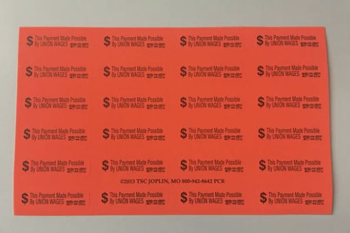 This Payment Made Possible By UNION WAGES Envelope Stickers 3-Pack #T-PRC