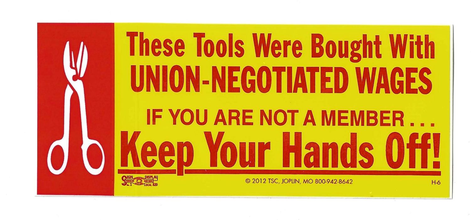Keep Hands Off Hands Off w/Tin Snip Toolbox Decal #H-4