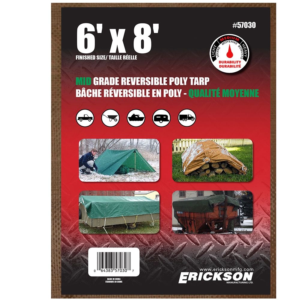 Erickson Mid Grade Reversible Poly Tarp 12 x 16