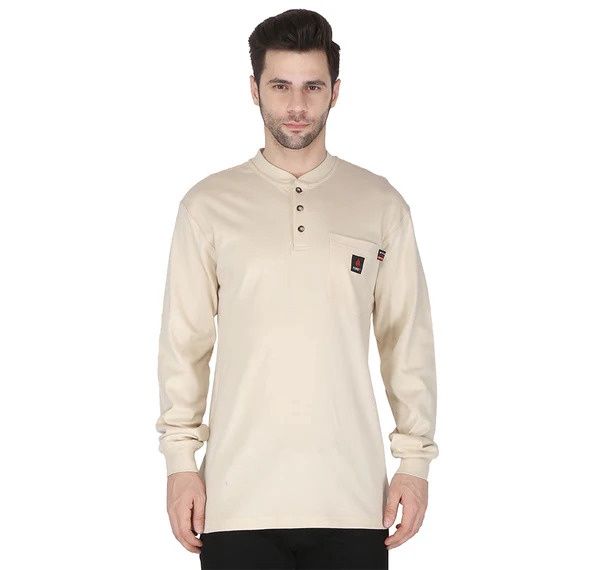 Forge FR Long Sleeve Henley Shirt-Sand