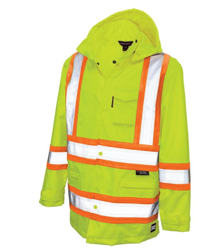 Tough Duck Rip Stop Safety X-Back Rain Jacket #S372, Size: Small