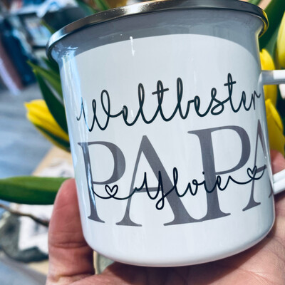 Emaille Tasse WELTBESTER PAPA