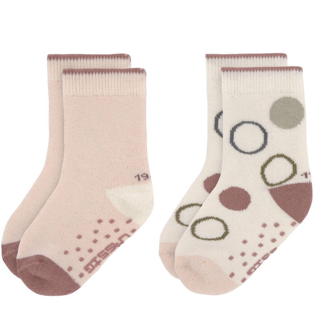 ABS Stopper-Socken DOTS 2er-Pack in offwhite/pink