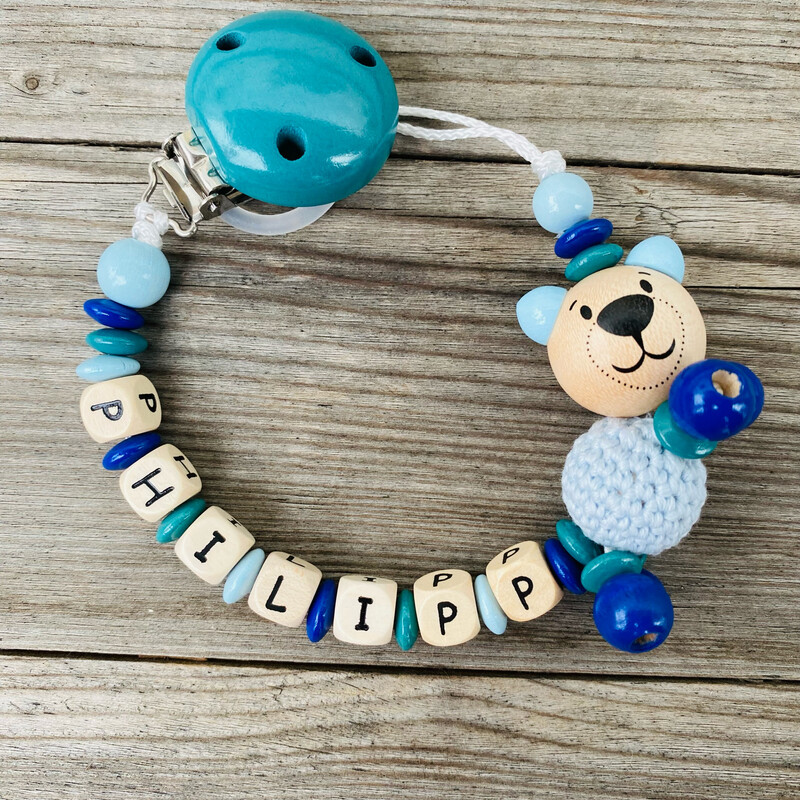 Schnullerkette mit Bär/Frosch