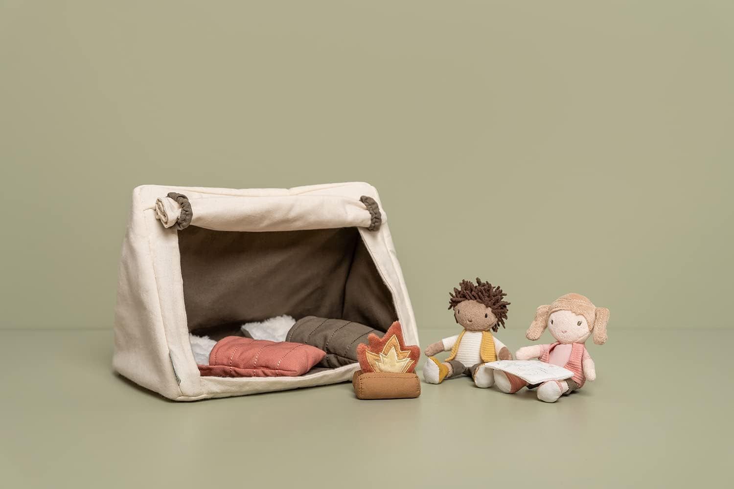 Stoffpuppe Anna und Jake beim Camping Spielset 7-teilig | Little Dutch