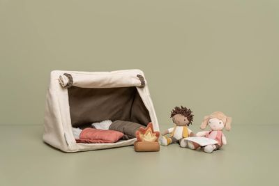 Stoffpuppe Anna und Jake beim Camping Spielset 7-teilig | Little Dutch