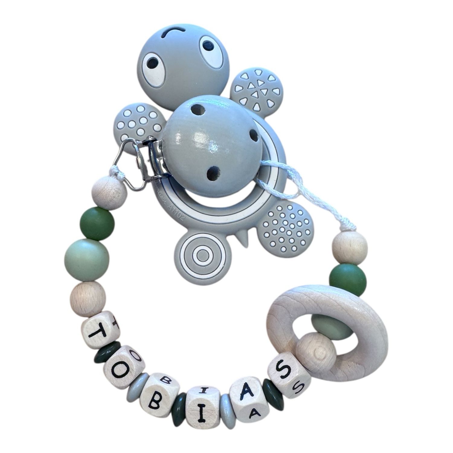 Schnullerkette mit Silikonelement + Name