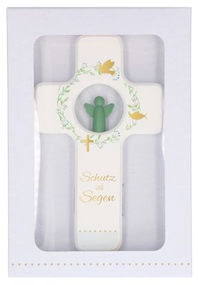 Holzkreuz/Schutzengel Grün