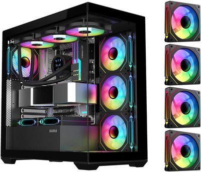 SAMA Infinite - 270 Degrees Glass + 4 ARGB Fans - BLACK - 2024 