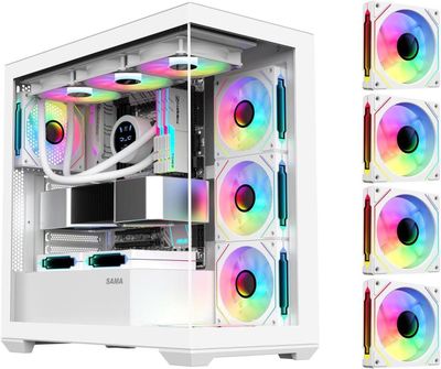 SAMA Infinite - 270 Degrees Glass + 4 ARGB Fans - White - 2024