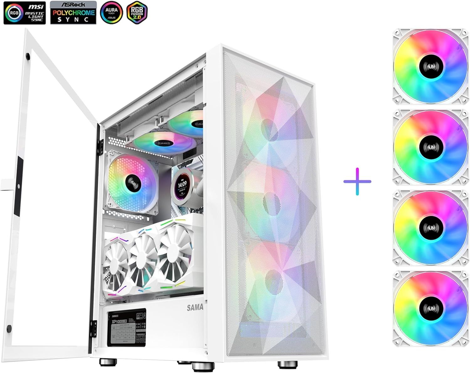 SAMA Prism XL - Hinge Door + 4 ARGB Fans - White - 2024