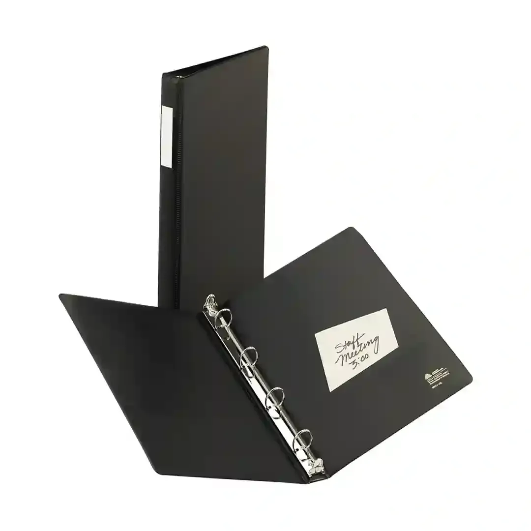 Folder oficio/legal de cuatro anillos para uso frecuente, anillos redondos de 1", capacidad para 175 hojas, negro (6100)